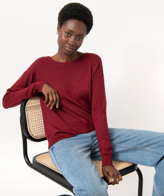 Pull fin à col rond avec dos croisé femme vue1 - GEMO 4G FEMME - GEMO