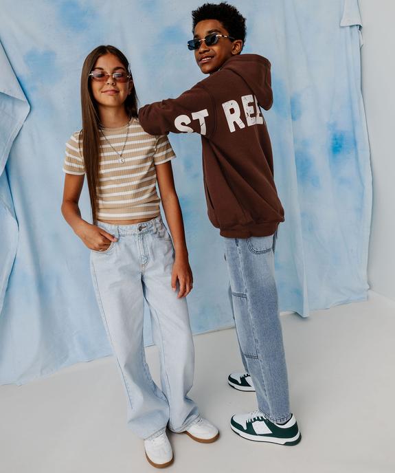 Jean loose à taille réglable en denim 100% coton fille vue1 - GEMO 4G FILLE - GEMO