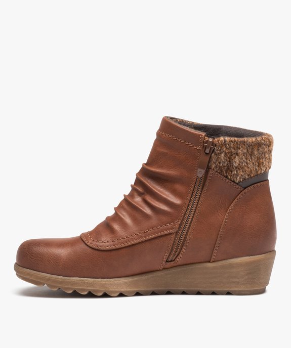 Boots femme confort unies à zip et col chaussette  vue3 - GEMO (CONFORT) - GEMO