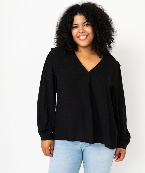 Blouse à manches longues avec épaulettes femme grande taille vue2 - GEMO 4G GT - GEMO