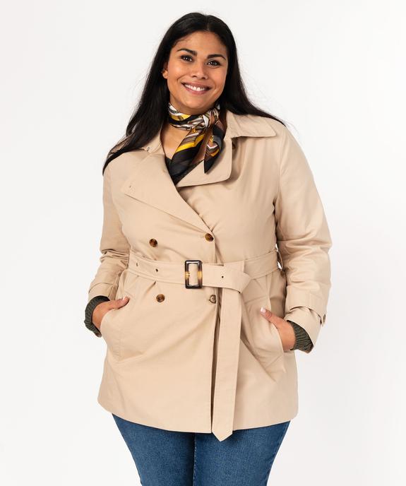 Trench court avec ceinture femme grande taille vue2 - GEMO (G TAILLE) - GEMO