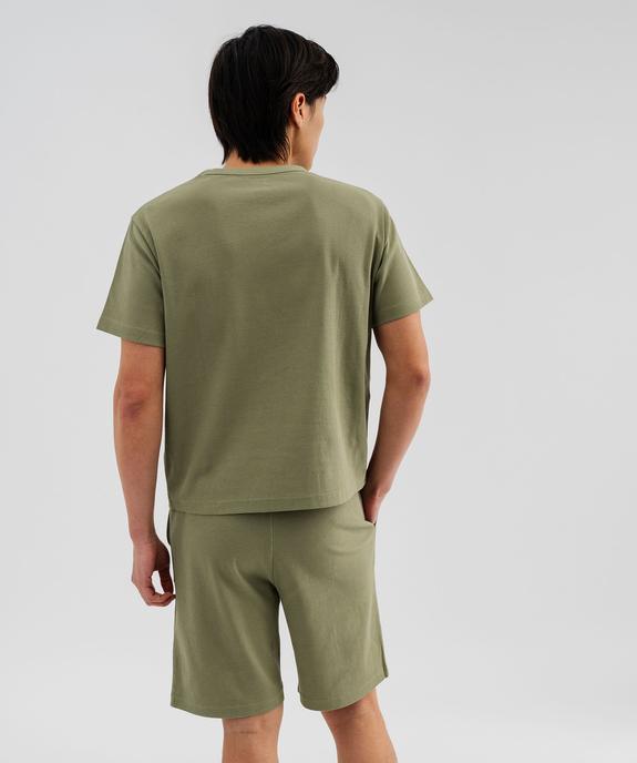 Pyjashort uni en maille piquée homme vue3 - GEMO 4G HOMME - GEMO