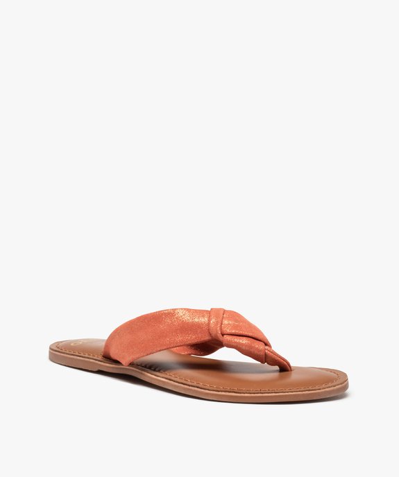 Tongs femme à large bride en cuir finement pailleté vue2 - GEMO (CASUAL) - GEMO