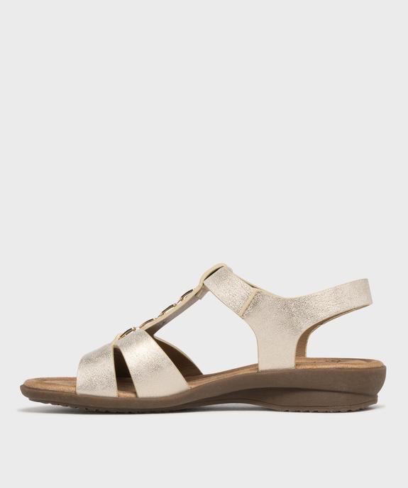 Sandales confort femme avec bijou et fermeture scratch vue3 - G'FLEX - GEMO