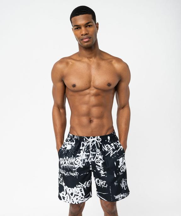 Short de surf imprimé graffiti homme vue1 - GEMO 4G HOMME - GEMO