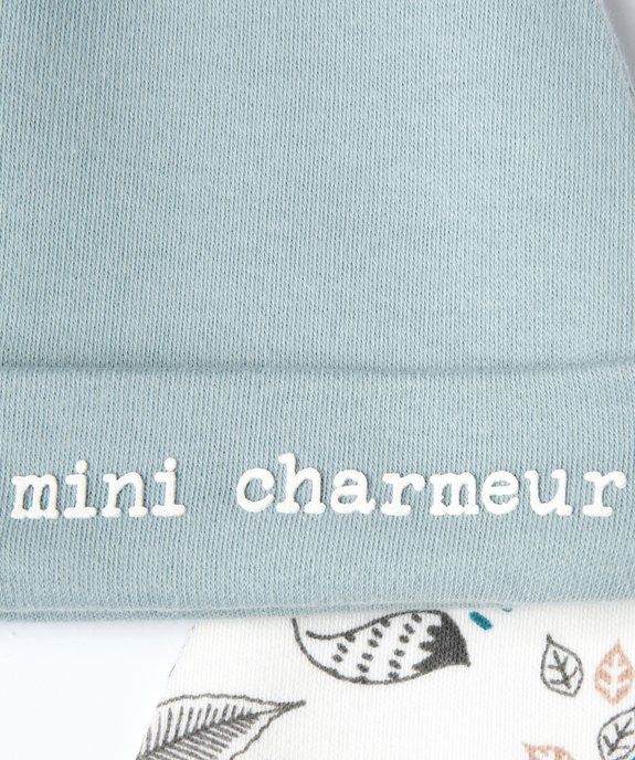 Bonnet de naissance avec revers bébé garçon (lot de 2) vue2 - GEMO(BB COUCHE) - GEMO