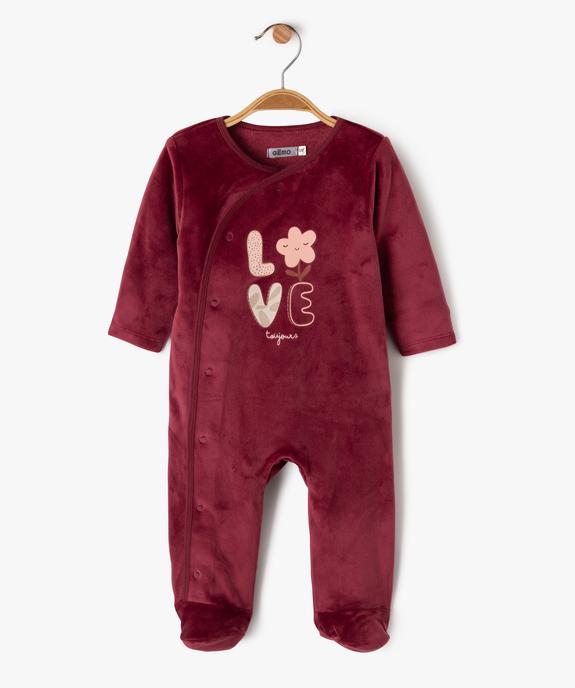 Pyjama en velours ouverture devant bébé fille vue1 - GEMO(BB COUCHE) - GEMO