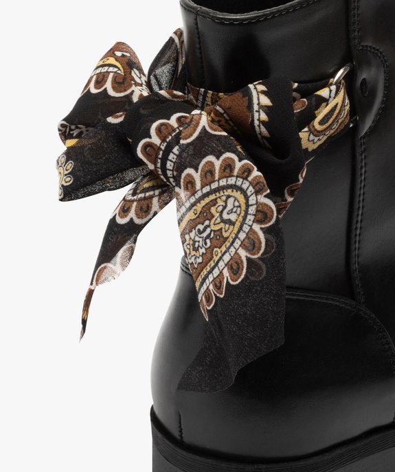 Boots femme à talon plat unis avec ruban fantaisie vue6 - GEMO (CASUAL) - GEMO