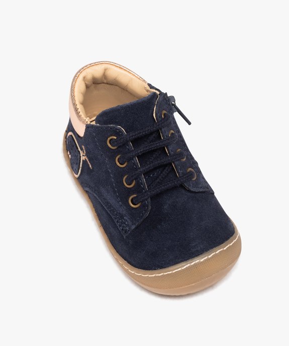 Chaussures premiers pas bébé fille en cuir uni suédé avec coccinelle - NA! vue5 - NA! - GEMO