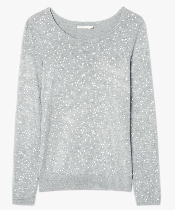 Pull femme en maille fine extensible à motifs brillants vue4 - GEMO(FEMME PAP) - GEMO