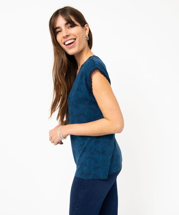 Tee-shirt femme imprimé avec finitions dentelle vue3 - GEMO 4G FEMME - GEMO