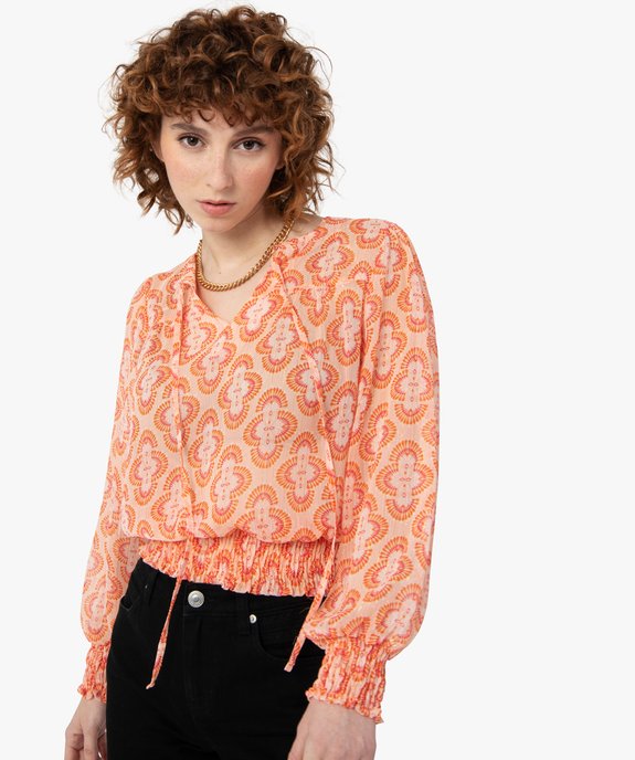 Blouse femme imprimée à manches longues vue2 - GEMO(FEMME PAP) - GEMO