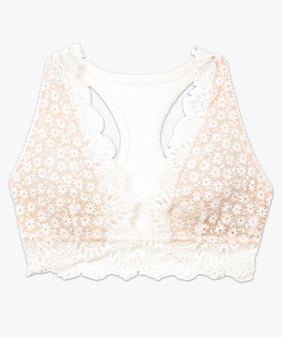 Brassière en dentelle doublée tulle avec dos nageur vue4 - GEMO(HOMWR FEM) - GEMO