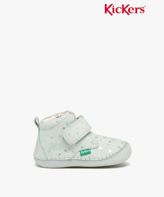 Chaussures premiers pas bébé fille bottillons en cuir imprimé avec scratch - Kickers vue1 - KICKERS - GEMO