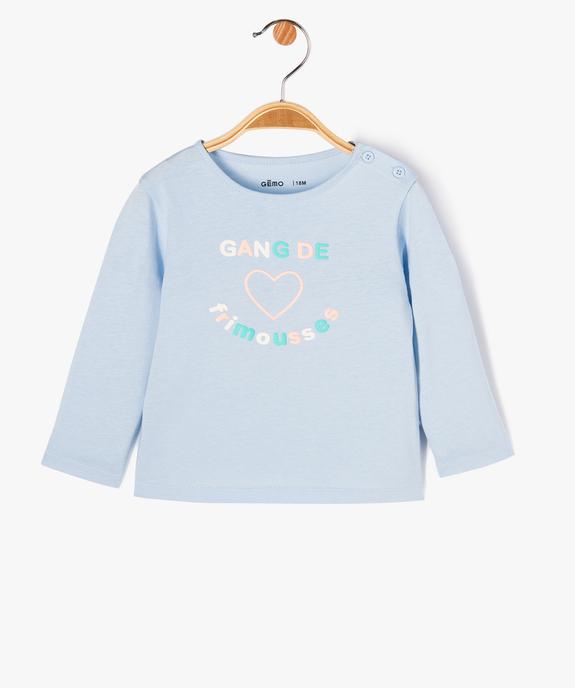 Tee-shirt à manches longues à message bébé fille vue1 - PREMIER PRIX BY GEMO - GEMO