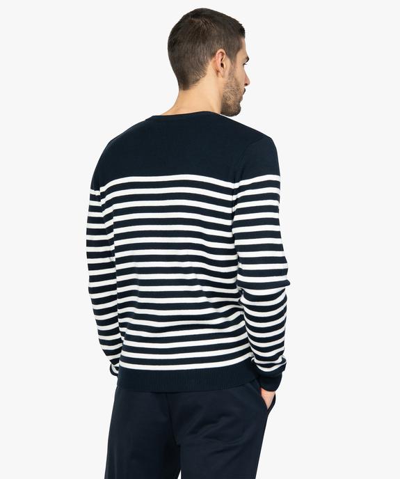 Pull homme marinière à maille fine vue4 - GEMO (HOMME) - GEMO