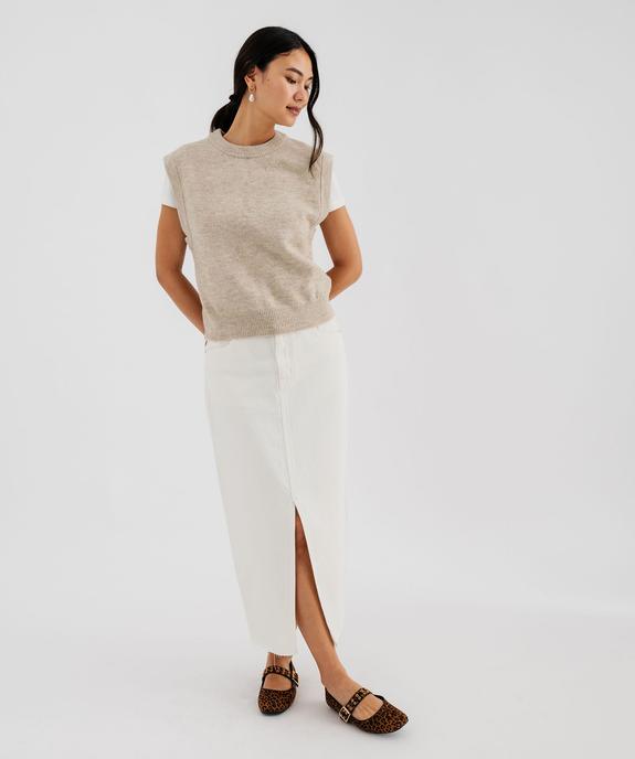 Jupe en jean longue fendue extensible femme vue4 - GEMO 4G FEMME - GEMO
