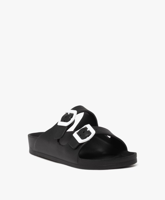 Mules de piscine femme unies à brides ajustables avec boucle contrastante vue2 - GEMO (PLAGE) - GEMO