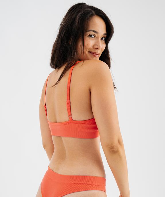 Brassière en maille côtelée à fines bretelles et mousses amovibles femme vue3 - GEMO 4G FEMME - GEMO