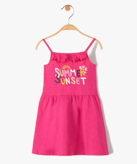 Robe bébé fille à bretelles, col volanté et inscription estivale vue1 - GEMO(BEBE DEBT) - GEMO