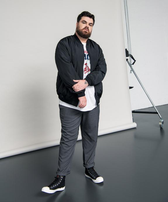 Blouson homme zippé uni façon bomber vue6 - GEMO (G TAILLE) - GEMO