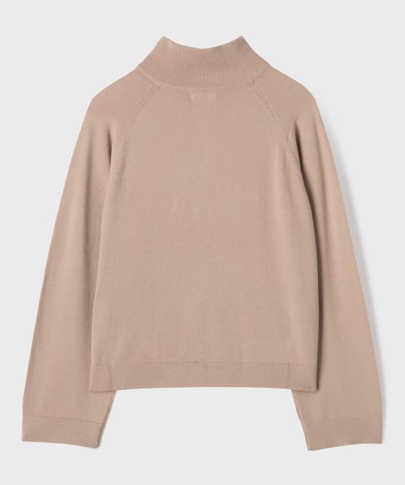 Pull col camionneur zippé en maille fine fille vue3 - GEMO (JUNIOR) - GEMO