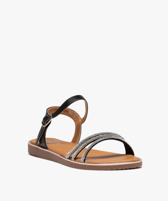 Sandales femme plates avec brides tubulaires à strass vue2 - SANS MARQUE - GEMO