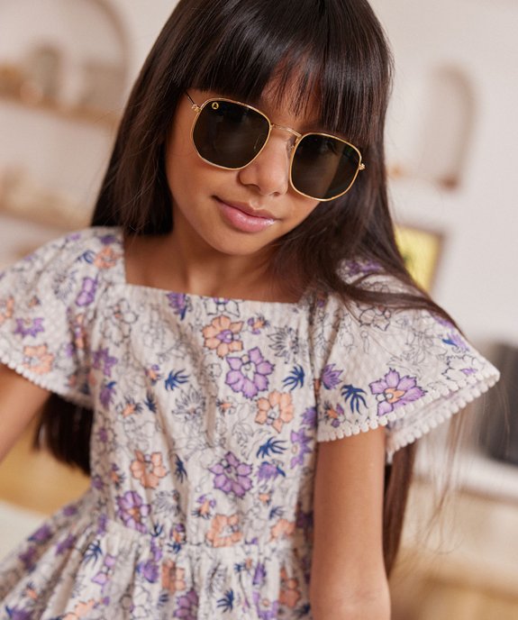 Robe manches courtes à motifs fleuris fille - LuluCastagnette vue1 - LULUCASTAGNETTE - GEMO
