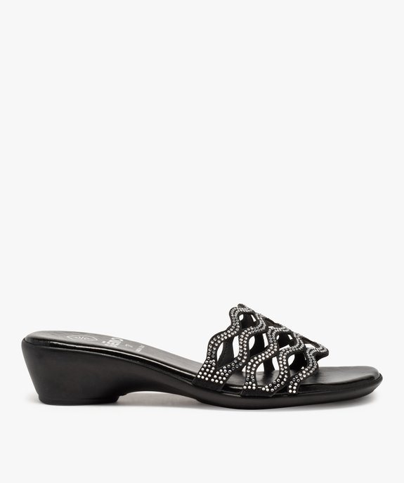 Mules femme dessus ajouré à strass et talon compensé vue1 - GEMO(URBAIN) - GEMO