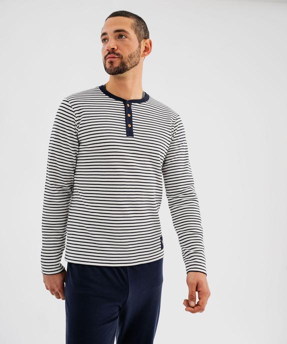 Pyjama avec haut rayé homme - LuluCastagnette vue2 - LULUCASTAGNETTE - GEMO