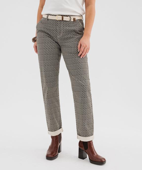 Pantalon carotte imprimé en coton stretch femme vue1 - GEMO(FEMME PAP) - GEMO