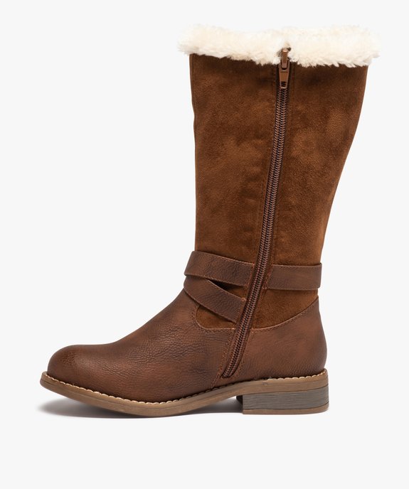Bottes fille zippés unies avec col fourré vue3 - GEMO (ENFANT) - GEMO