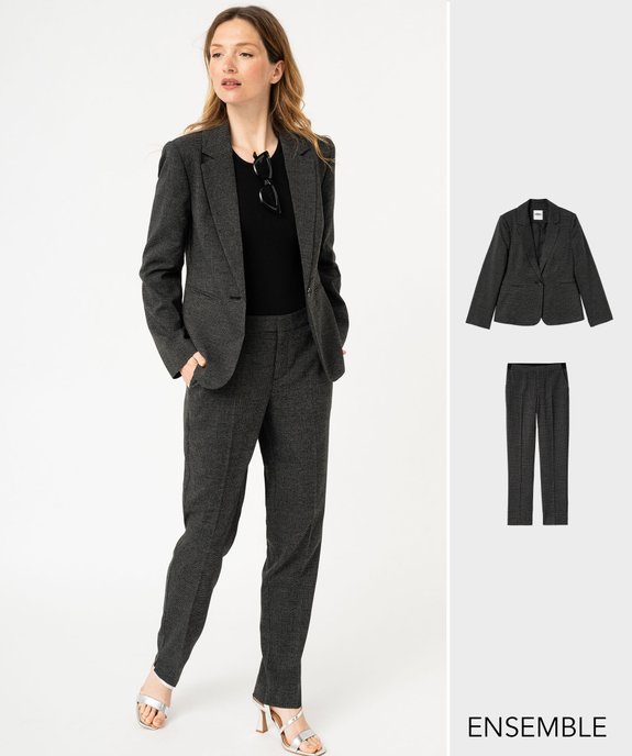 Ensemble tailleur pantalon à motif pied de poule pour femme  - GEMO