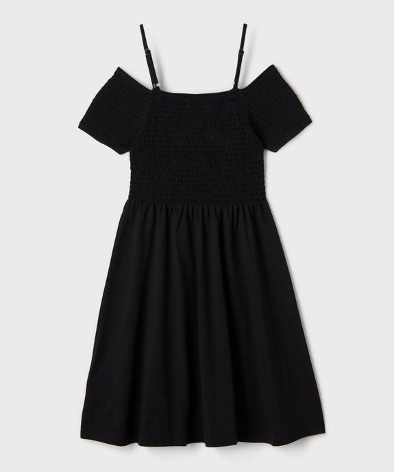 Robe courte à fines bretelles et buste smocké fille vue3 - GEMO 4G FILLE - GEMO