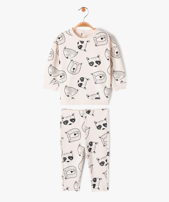 Ensemble 2 pièces en molleton doux imprimé sweat + legging bébé garçon vue1 - GEMO(BEBE DEBT) - GEMO