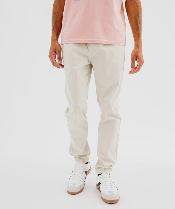 Pantalon jogger en toile de coton homme vue1 - GEMO 4G HOMME - GEMO