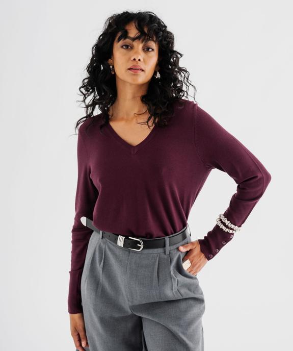 Pull col V en maille viscose fine et souple femme vue1 - GEMO 4G FEMME - GEMO