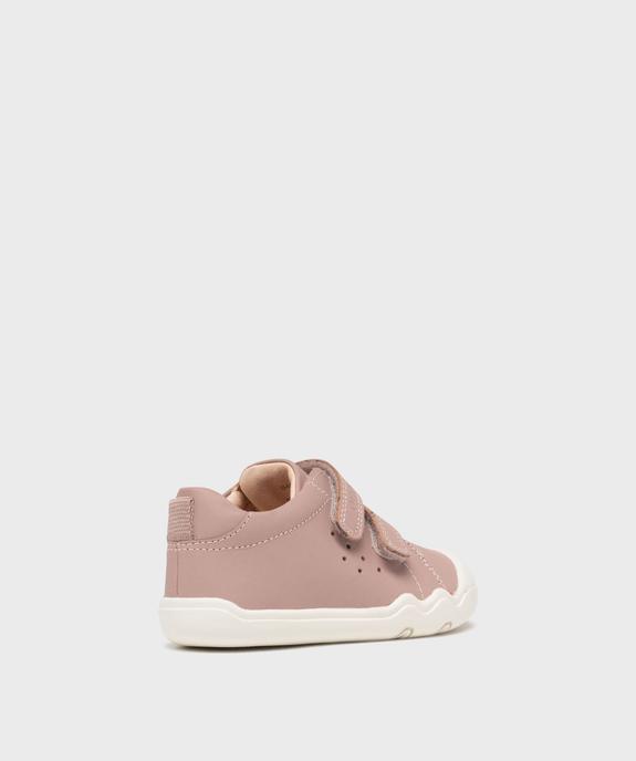 Chaussures de marche en cuir fermeture scratch bébé fille - Geox vue4 - GEOX - GEMO