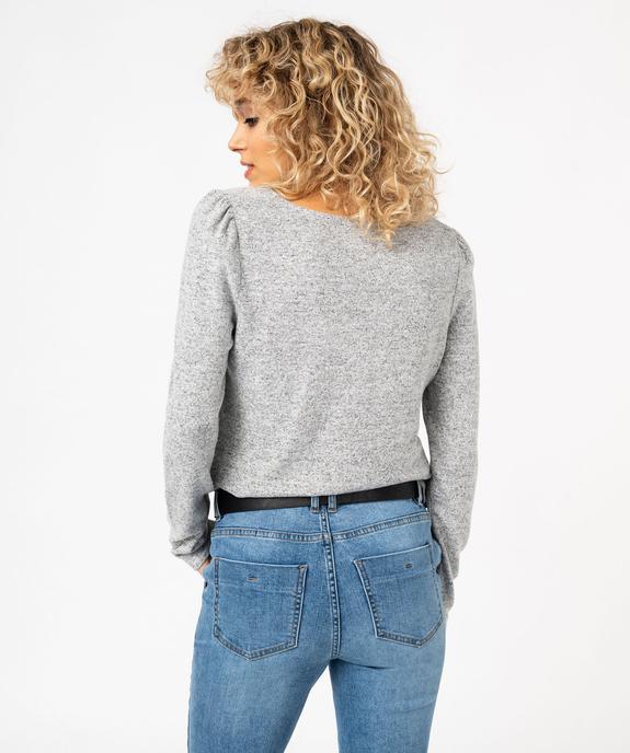 Tee-shirt à manches longues en maille avec col dentelle femme vue3 - GEMO(FEMME PAP) - GEMO