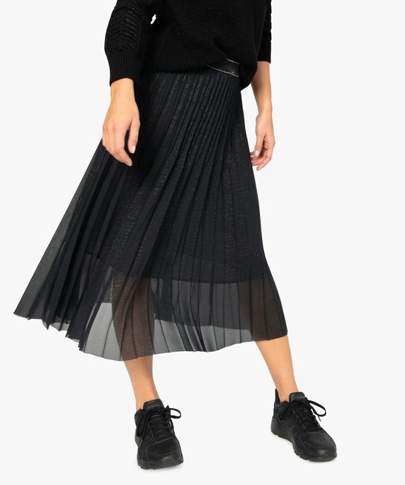 Jupe femme plissée à paillette et taille élastiquée vue1 - GEMO(FEMME PAP) - GEMO