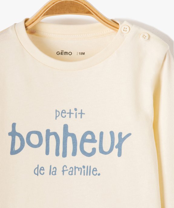 Tee-shirt à manches longues et message humoristique bébé garçon vue2 - GEMO(BEBE DEBT) - GEMO