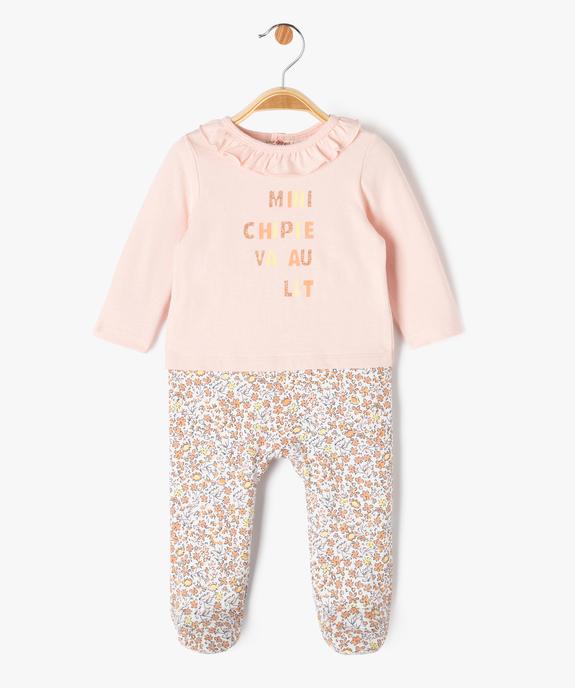 Pyjama dors-bien effet 2 en 1 bébé fille vue1 - GEMO 4G BEBE - GEMO