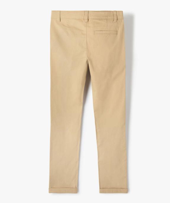 Pantalon garçon chino uni à revers vue4 - GEMO 4G GARCON - GEMO
