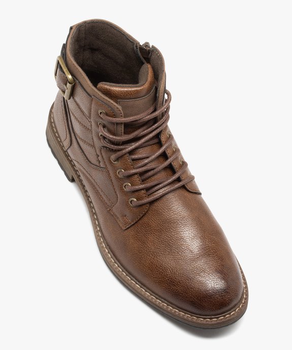 Boots homme unies dessus grainé avec boucle fantaisie et à zip vue5 - GEMO (CASUAL) - GEMO