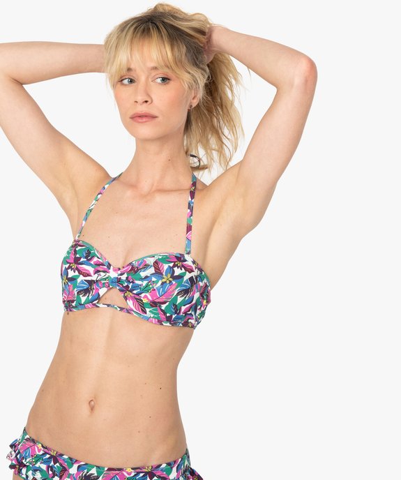 Haut de maillot de bain femme forme bandeau avec armatures vue5 - GEMO (PLAGE) - GEMO