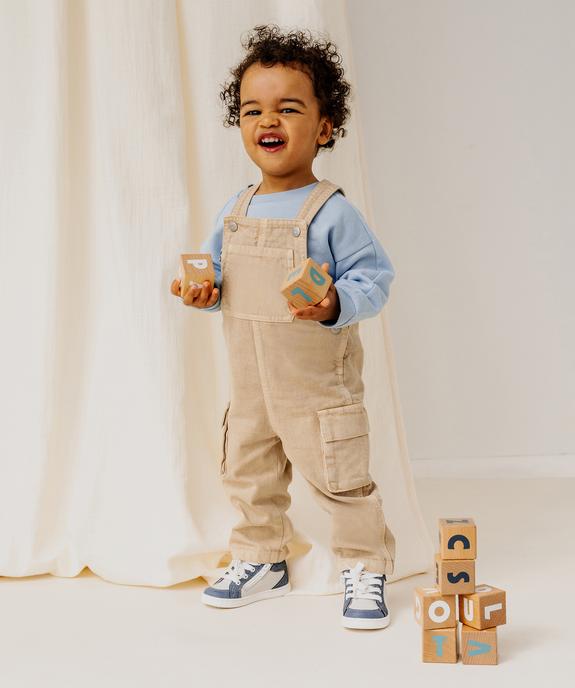 Salopette en toile denim bébé garçon avec poches cargo  vue1 - GEMO 4G BEBE - GEMO