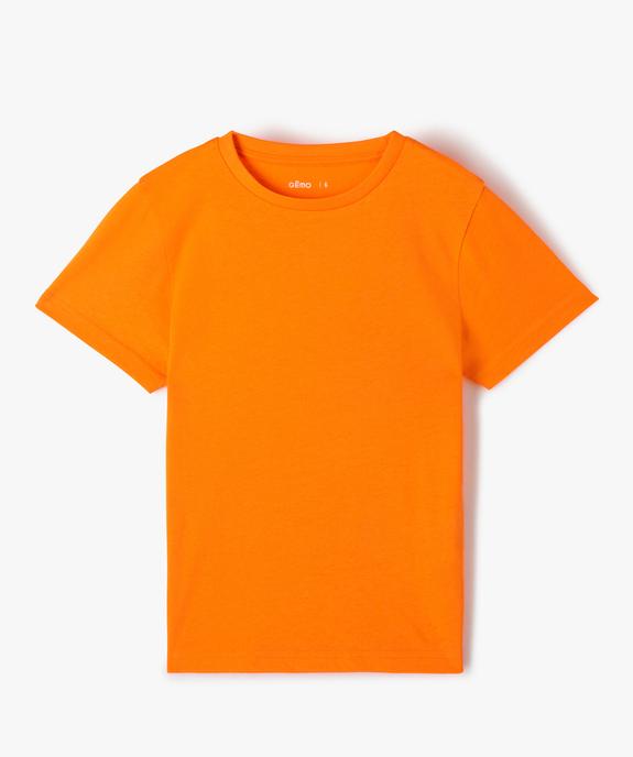 Tee-shirt à manches courtes en coton uni garçon vue1 - GEMO (ENFANT) - GEMO