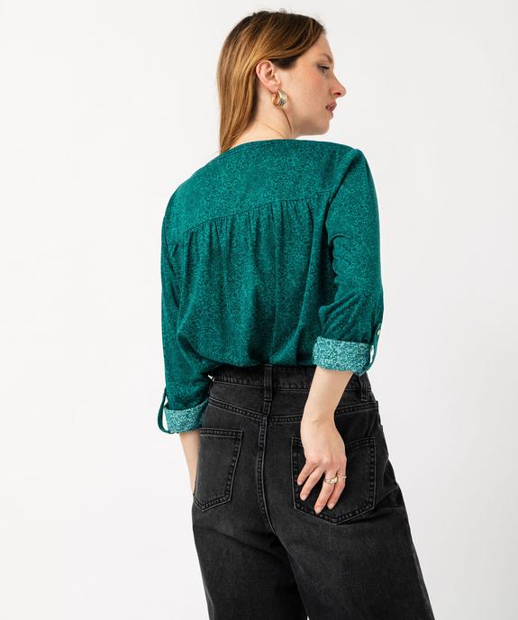 Tee-shirt à manches longues imprimé avec col boutonné femme vue3 - GEMO 4G FEMME - GEMO
