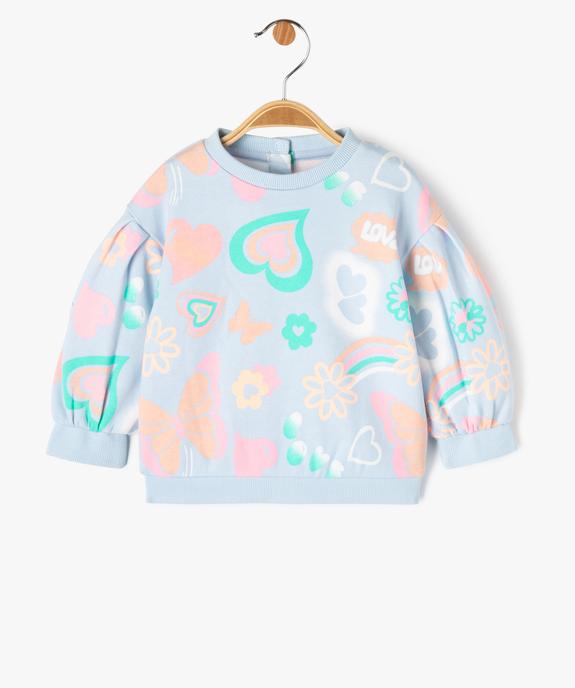 Sweat à manches bouffantes avec motifs colorés bébé fille vue1 - GEMO 4G BEBE - GEMO