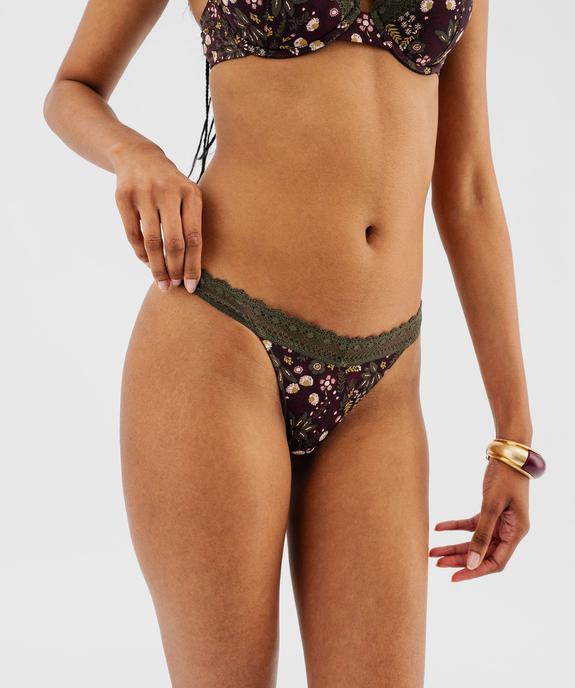 Culotte échancrée en dentelle et microfibre fleurie femme vue1 - GEMO(HOMWR FEM) - GEMO